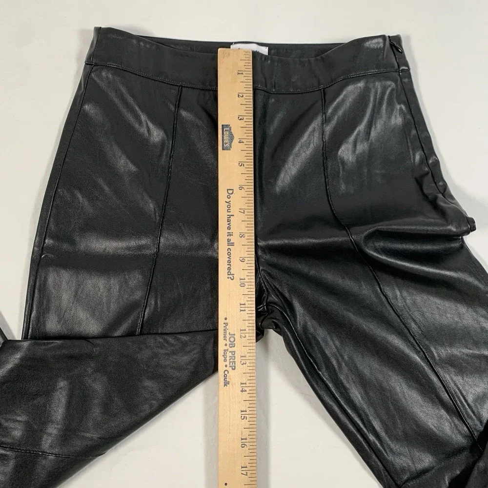 Princess Polly Size 6 Black Faux Leather High Waisted Side Zip Wide‎ Leg Pants